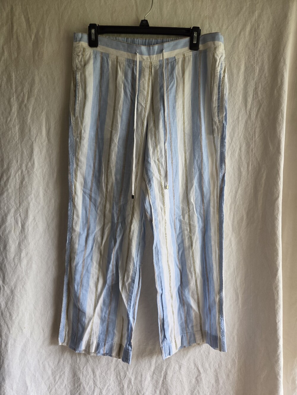 TOMMY BAHAMA Lounge Pants Linen Cotton Striped Coastal Pajamas Relaxed Size 8